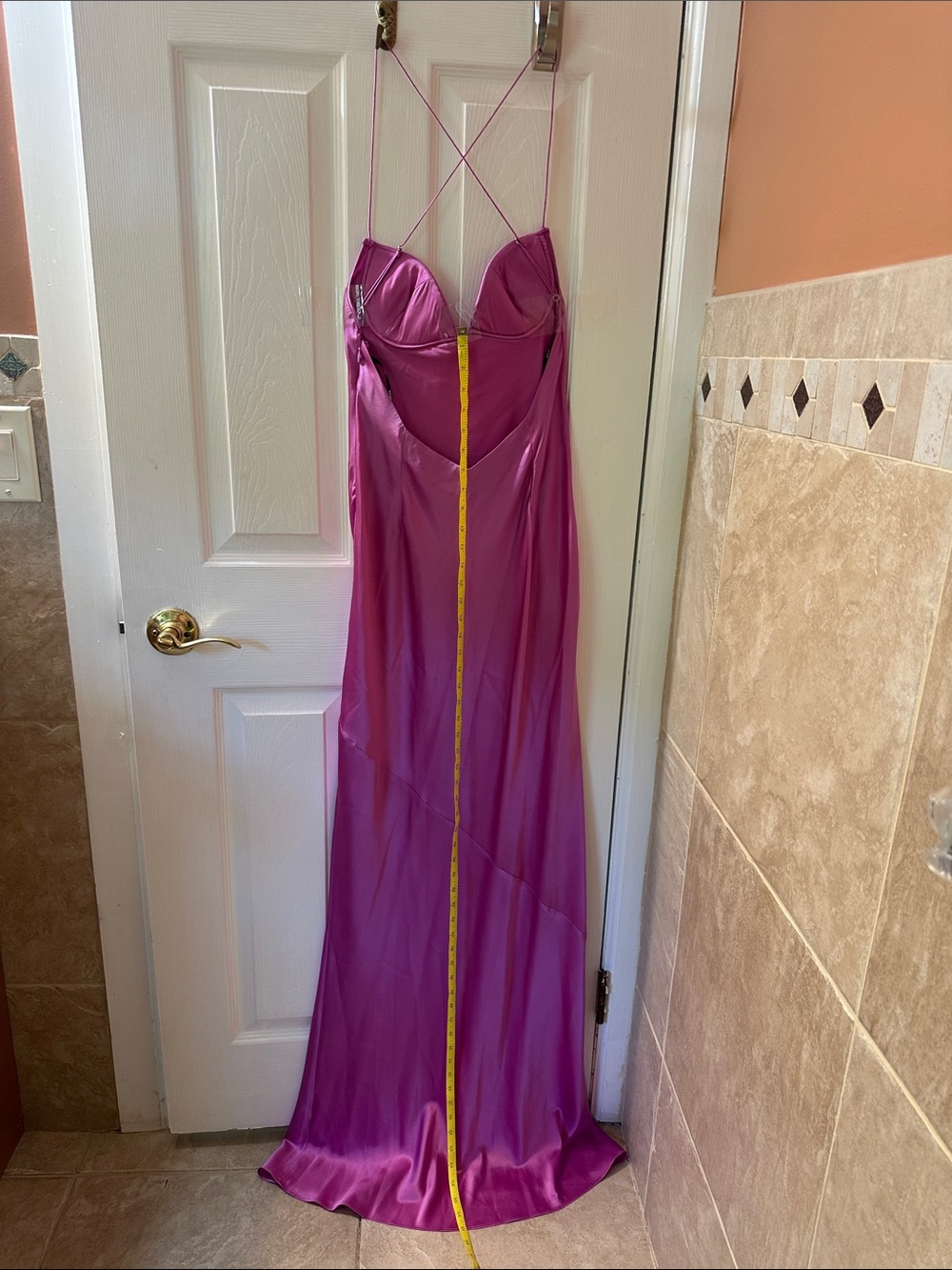 SER.O.YA Pink Silk Asymmetric Sweet Heart Neckline Long Dress Size S - Picture 12 of 16